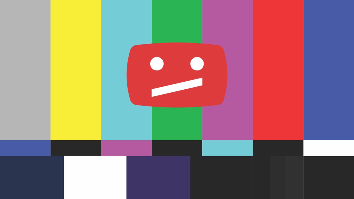 A imagem traz a tela colorida que significa mau funcionamento, junto com o símbolo do youtube fazendo uma carinha triste. Ela tem o objetivo de ilustrar os erros na produção de videoaula.